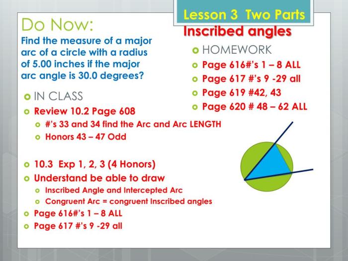 Unit 10 circles inscribed angles answer key