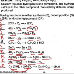 Types of chemical reactions lab answer key