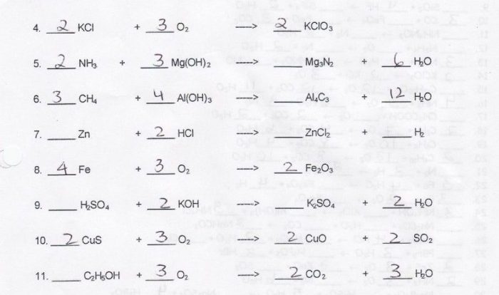 Practice balancing equations 1 it's not rocket science answers